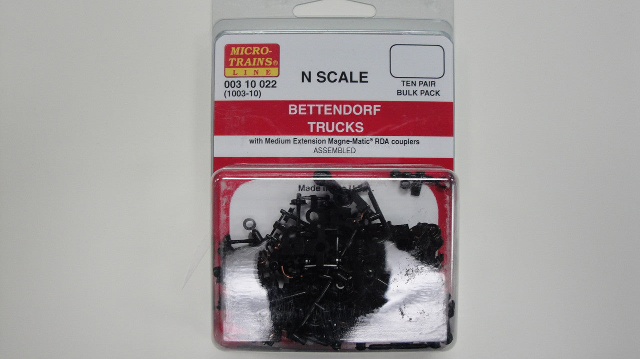 N Scale 00310022 Bettendorf Trucks with Magne - Matic Couplers (10 Pairs)