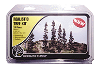 Woodland Scenics Realistic Pine Tree Kits - Forest Green, 6.4 to 15.2cm, 24pcs for A Scale