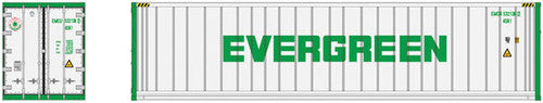 N Scale ATLAS 50005999 Three - Piece Set of 40 - Foot Refrigerated Containers from Evergreen EMCU #5321510, 5321551, 5321649 (Set #2 in White and Green Colors)