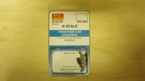 N Scale Micro Trains Passenger Car Couplers - Assembled and Adjustable Magne - Matic® Couplers (1017 - 2), Pack of 4 Pairs