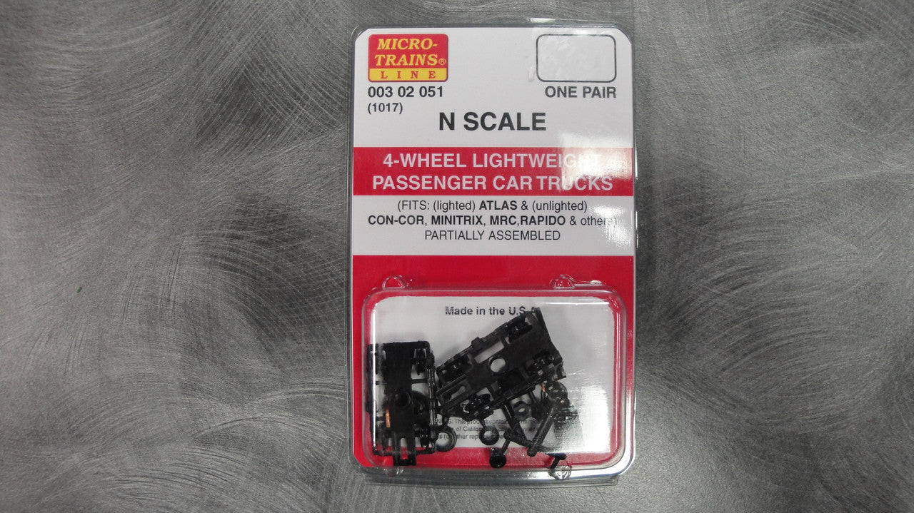 N Scale Model Train 4-Wheel Lightweight Passenger Car Trucks (003 02 051) with Adjustable Couplers (1017)