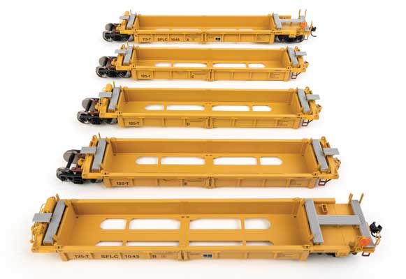 Walthers HO Scale Thrall 5 Unit Rebuilt 40-Foot Well Car for BNSF Santa Fe Leasing SFLC #1045 Model Railroading Item