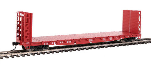 Walthers 910 - 5907 HO Scale 53 - Foot General Steel Castings (GSC) Bulkhead Flatcar in Red with CB&Q - Chicago, Burlington & Quincy Number #95205
