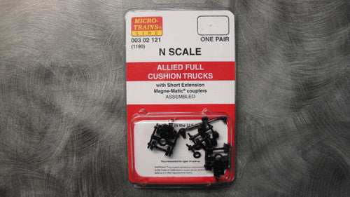 N Scale 00302121 Micro Trains Allied Full Cushion Trucks (1190) with Short Extension Couplers