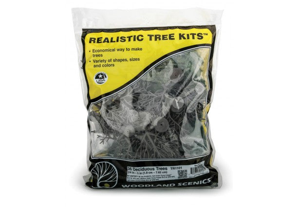 Woodland Scenics 1101 Realistic Artificial Trees Kits(TM) - Green Deciduous Trees with Mixed Green Foliage, Size Ranging from 3/4 to 3 Inches (1.9 to 7.6cm) Tall, Package of 36 for Model Layouts