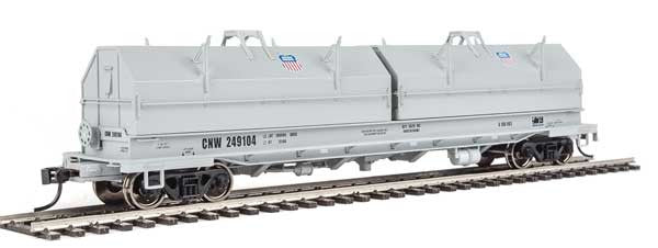 HO Scale Walthers Proto 50' Evan Coil Car - Union Pacific CNW #249104 (Gray, Angled Hoods, Small UP Shield)