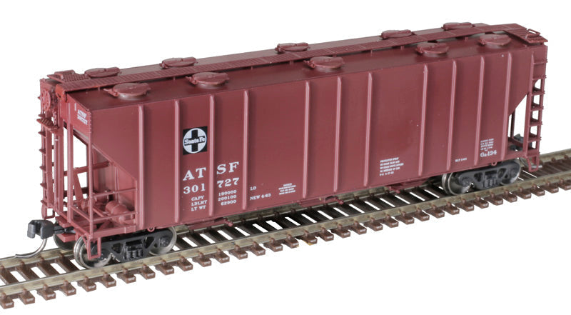 N Scale Atlas 50005730 PS4000 3-Bay Covered Hopper ATSF Santa Fe #301727