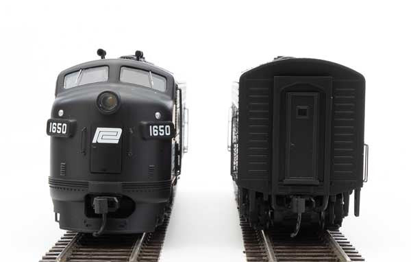 Walthers 19983 EMD F7 A/B Model Trains - PC - Penn Central #1650, #3460 in Black and White Colors - DCC & Sound HO Scale for Model Train Enthusiasts