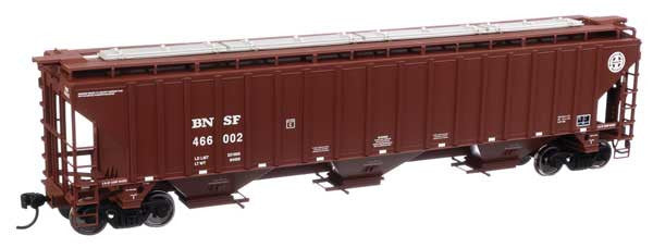 Walthers 910 - 49005 HO Scale Trinity 4750 3 - Bay Covered Hopper Model Train Car for BNSF #466002
