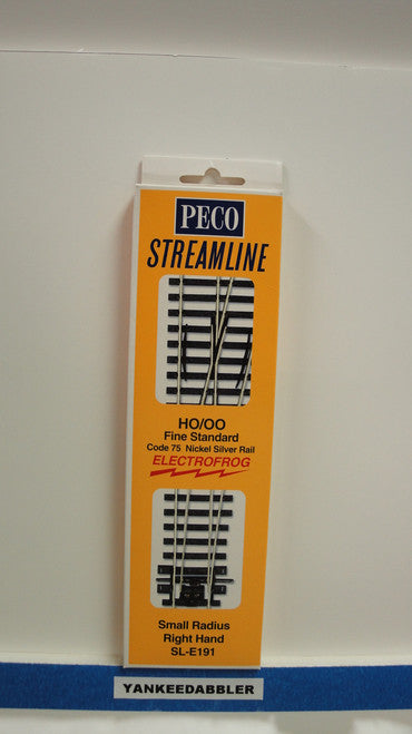Peco SL-E191 HO Scale Code 75 Right-Hand Small Radius Electrofrog Turnout