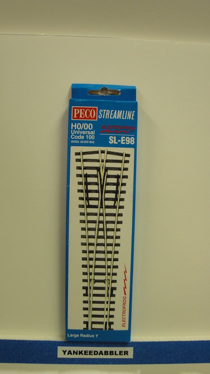 HO Scale Peco SL - E98 Code 100 Large Radius Wye Electrofrog Turnout, Part # PCO - SL - E98