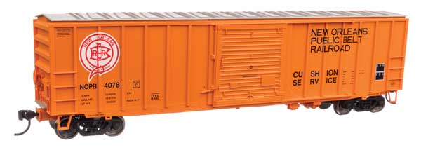 HO Scale Walthers 910 - 1890 50 - Foot ACF Exterior Post Boxcar for New Orleans Public Belt Railroad, Featuring Orange, Black, Red, and White Colors, Road Number #4078