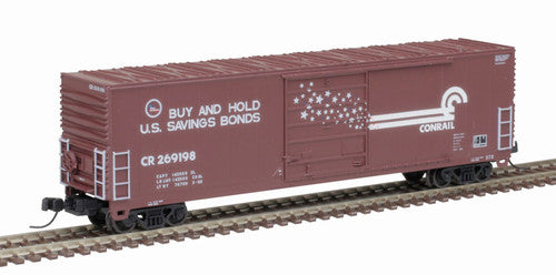 Atlas N Scale 50' Boxcar CR Conrail #269198 in Brown, White, Blue with US Savings Bonds Logo