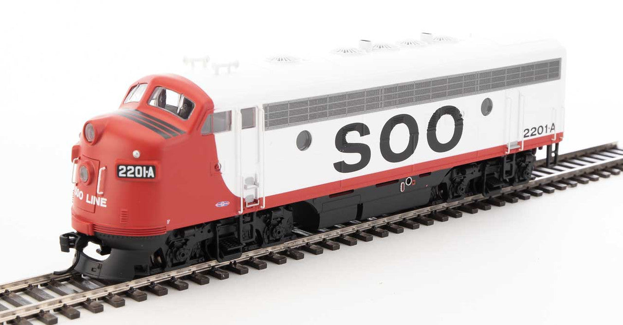 Walthers 19980 EMD F7 A/B Model Train - Soo Line #2201A, #2204C in Red, White, and Black Colors - DCC & Sound HO Scale Railroad Locomotive