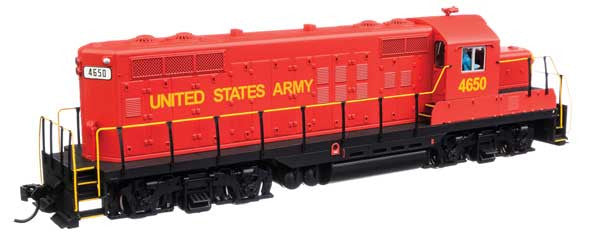 Walthers HO Scale EMD GP9 Phase II US Army #4650 (Red, Yellow) with DCC & Sound
