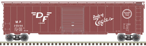 Atlas HO Scale 50-Foot Postwar Boxcar Model - Missouri Pacific #255056 in Boxcar Red and White Color Scheme