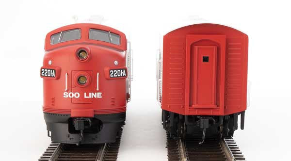 Walthers 19980 EMD F7 A/B Model Train - Soo Line #2201A, #2204C in Red, White, and Black Colors - DCC & Sound HO Scale Railroad Locomotive