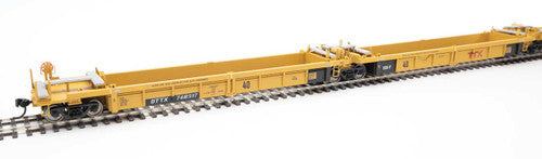 Walthers HO Scale 5-Unit Rebuilt 40' Well Car Trailer-Train DTTX #748317 (Yellow, Large Red Logo)