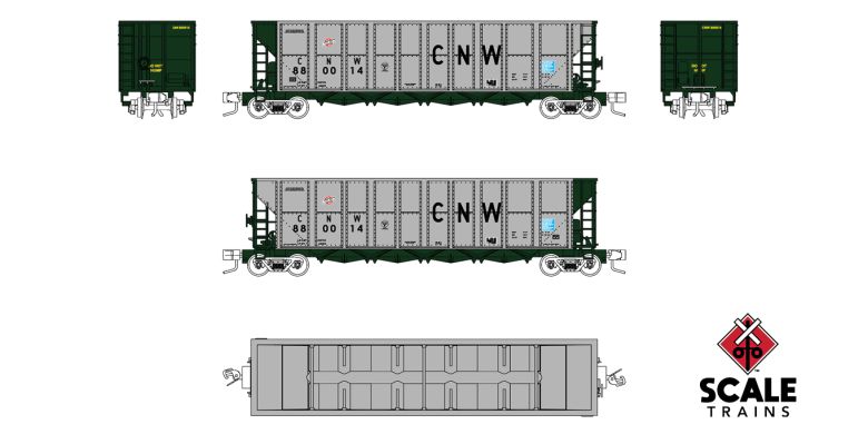 Fox Valley Models N Scale FVM 10066 C&NW Trinity RD-4 Coal Hopper #880001