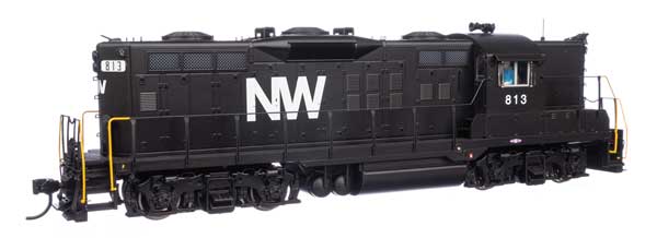 WalthersProto HO Scale EMD GP9 N&W Norfolk & Western #813 (Black, White) with DCC & Sound