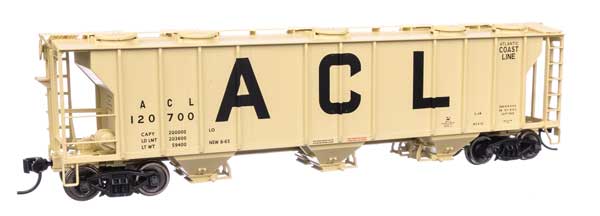 Walthers 910 - 7039 HO Scale 50 - foot Pullman - Standard PS - 2 Covered Hopper Model of Atlantic Coast Line (ACL) #120700