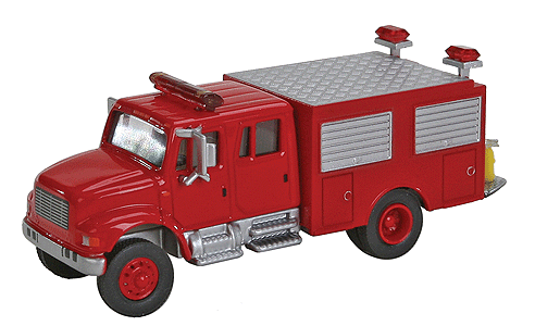 Assembled HO Scale Walthers Red International 4900 First - Response Fire Truck SceneMaster