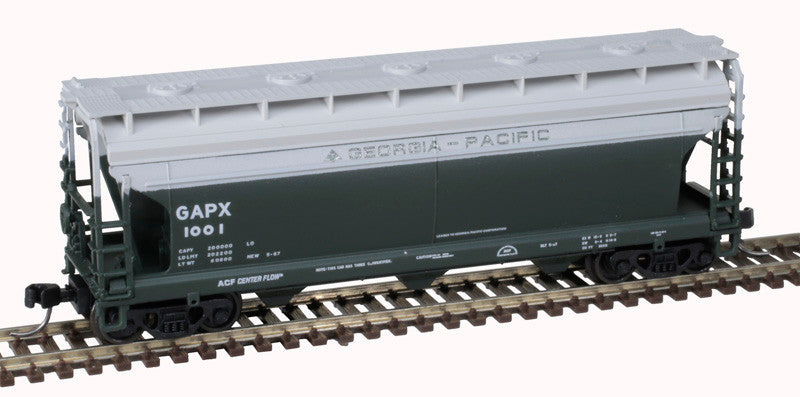 N Scale Atlas ACF 3560 Center-Flow Covered Hopper - Georgia Pacific 1000 (Dark Green, Gray)