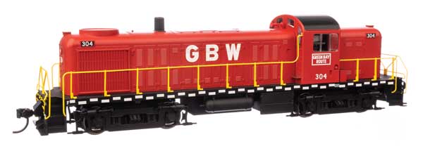 Walthers Mainline HO Scale Model Train - Alco RS - 2 Locomotive in GBW Green Bay & Western #304 Livery with Water - cooled Stack (Red, Black, White, Yellow) and DCC & Sound Functionality