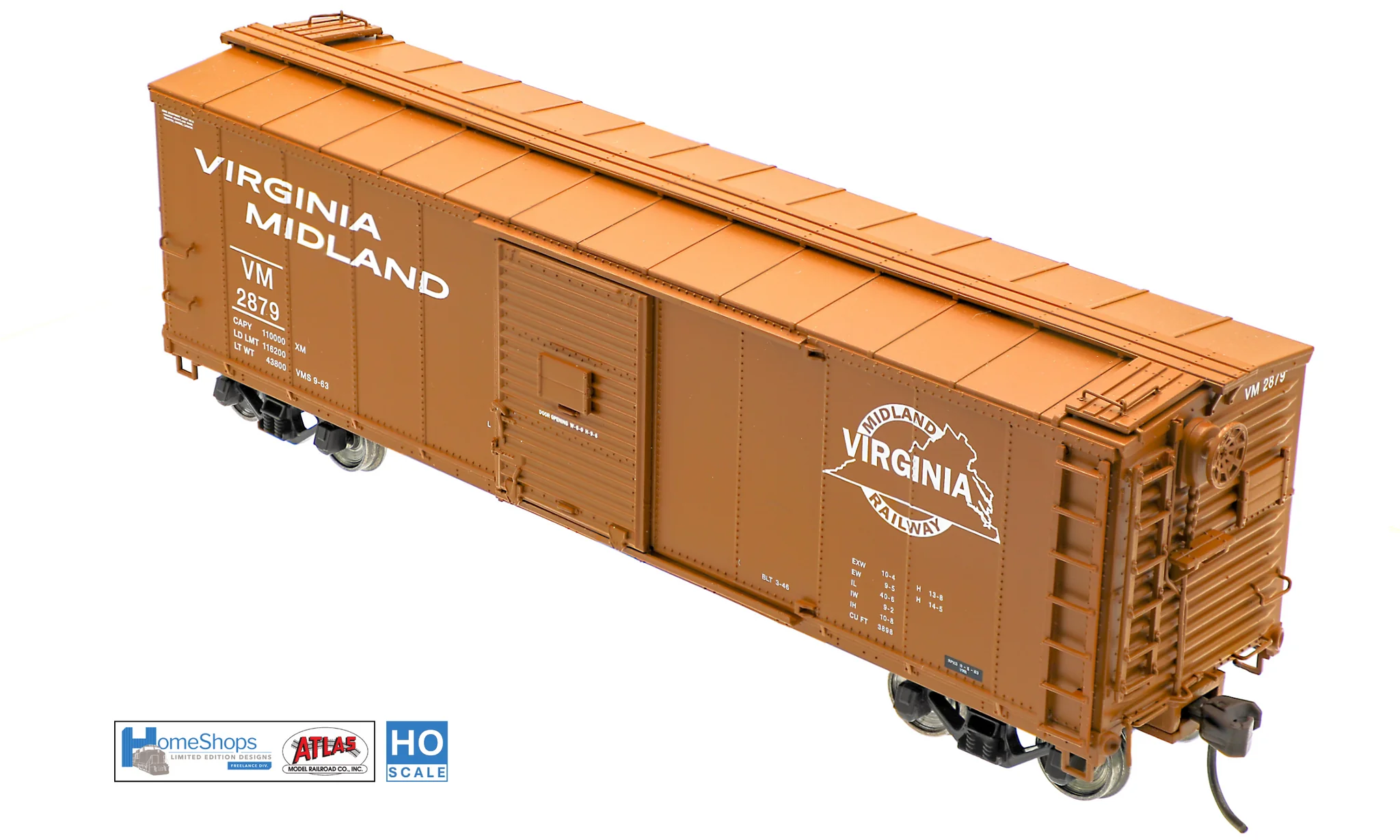 HO Scale Model Train - HomeShops HFB-040-002 VM, Atlas USRA Rebuilt Steel 40-Foot Box Car Representing Virginia Midland #2864