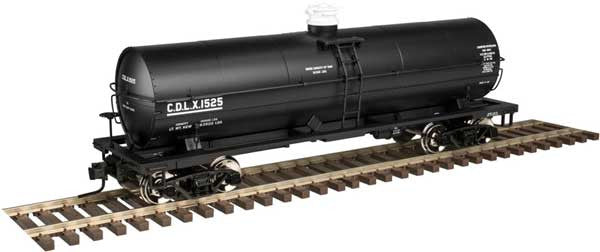 HO Scale Atlas 20004667 11,000-Gallon Tank Car without Platform - California Dispatch Line CDLX #1526 in Black and White Colors for Model Railroading