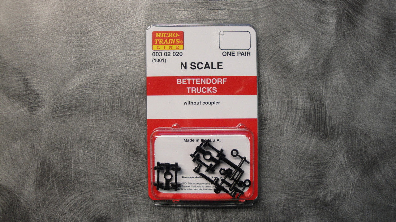 N Scale Brown Bettendorf Trucks without Couplers - Micro Trains Model (003 22 020) (1001 - B) for Model Railroads