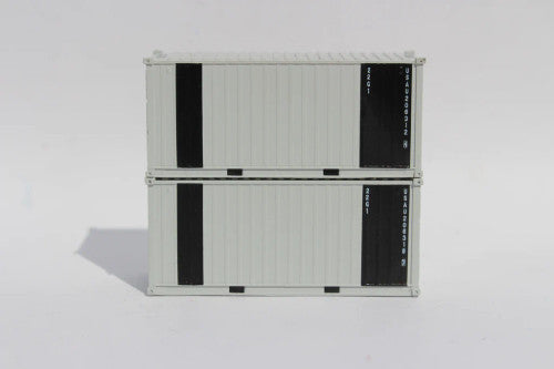 JTC Model Trains Military Series N Scale 1:160 20' Standard Height Containers with Magnetic System, USAU Gray Patch 'B' Variant