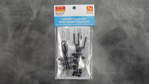Unassembled RDA Body Mount Couplers (1015/1016) 3 Pairs - MICRO TRAINS Model Railroad Couplers