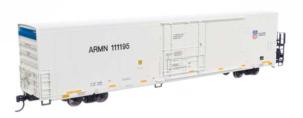 Walthers Mainline 910-4133 HO Scale 72-Foot Modern Refrigerator Boxcar in White with High Reporting Mark, Shield, and Slogan for Union Pacific ARMN #111195