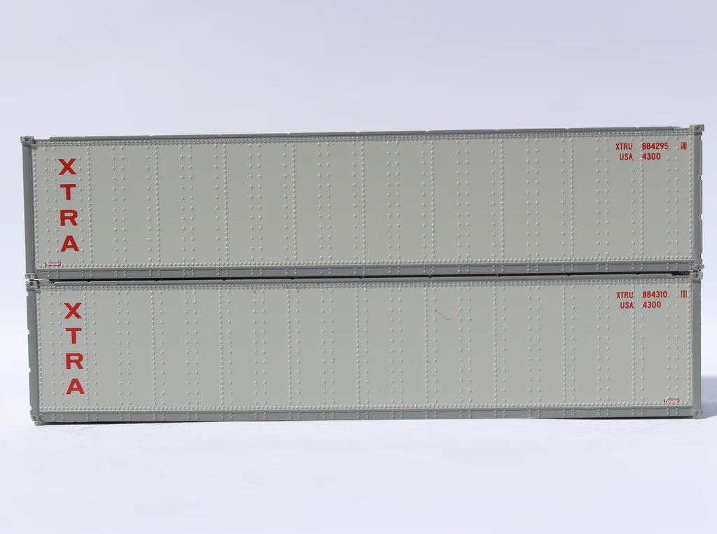 N Scale JTC Model Trains 40' XTRA LEASE Smooth-side Standard Height Containers