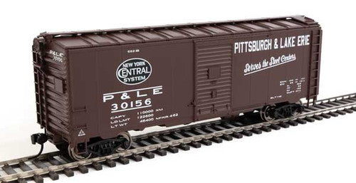 Walthers HO Scale 910 - 2735 40 - Foot AAR Boxcar Model of Pittsburgh & Lake Erie (P&LE) and New York Central, Featuring Road Number #30156