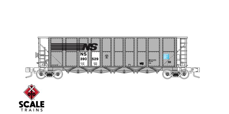 N Scale Model Railway Trinity RD - 4 Coal Hopper by Fox Valley Models, Norfolk Southern #390510 (FVM 10096)