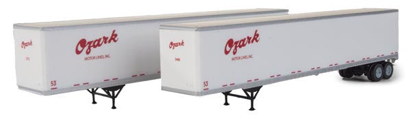 Walthers HO Scale 53' Stoughton Trailer 2-Pack Ozark (White, Red) - Assembled SceneMaster