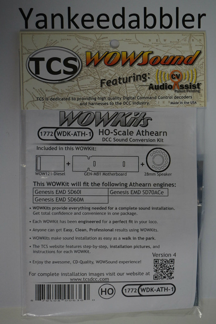 1772 TCS Train Control System - WDK-ATH-1 DCC WOW Sound Conversion Kit for HO Scale Trains, Part # 745-1772