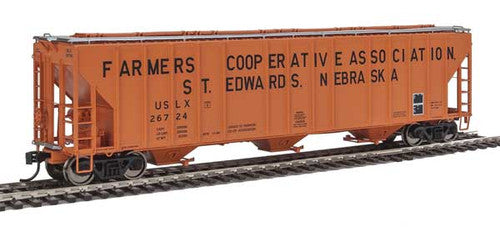 HO Scale Walthers Proto 55' Evans 4780 Orange & Black Covered Hopper USLX #26724