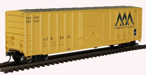 Atlas 20006210 FMC 50-Foot Standard Design Boxcar VTR for Vermont Railway, HO Scale Model Train Car, Number 3527 in Yellow and Green Color Scheme