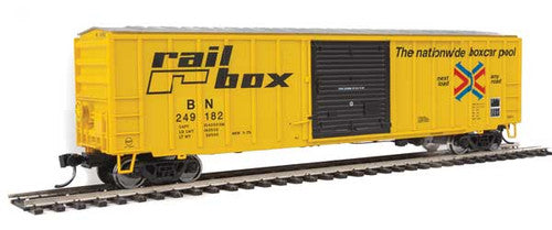 HO Scale Walthers 910 - 1827 50 - Foot ACF Exterior Post Boxcar with Burlington Northern Patch, Railbox #249182 for Model Railroads