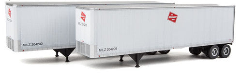Walthers HO Scale SceneMaster Assembled 2-Pack of 40-Foot Trailmobile Trailers for Milwaukee Road with White and Red Logo