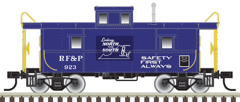 N Scale Atlas Trainman C&O-Style Steel Center-Cupola Caboose Model - RF&P Richmond, Fredericksburg & Potomac 923 in Blue and White Colors