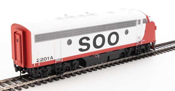 Walthers 19980 EMD F7 A/B Model Train - Soo Line #2201A, #2204C in Red, White, and Black Colors - DCC & Sound HO Scale Railroad Locomotive