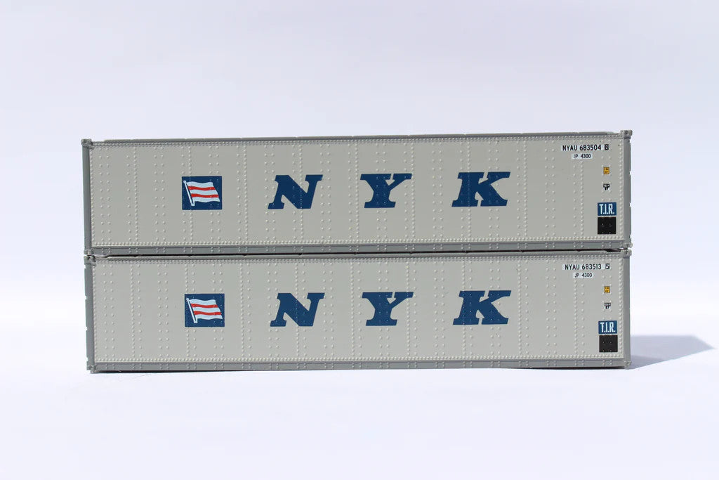N Scale JTC Model Train 405656 NYK (Flag and Initials) 40-Foot Standard Height (8 Feet 6 Inches) Smooth-Side Containers for Model Railway Sets