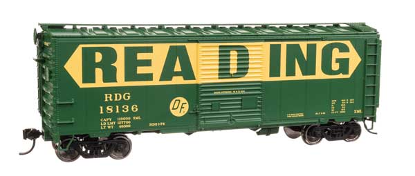 Walthers HO Scale Model Train 910 - 45220 40 - Foot ACF Welded Boxcar of Reading Railroad with Number 18136