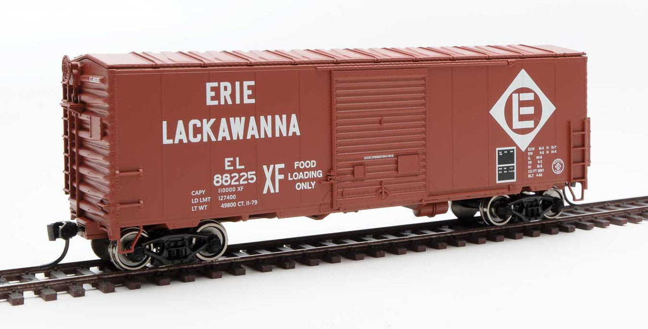Walthers HO Scale 40-Foot ACF Modernized Welded Boxcar for Erie Lackawanna Railroad with 8-Foot Youngstown Door, Model Number 910-45003, Car Number #88225