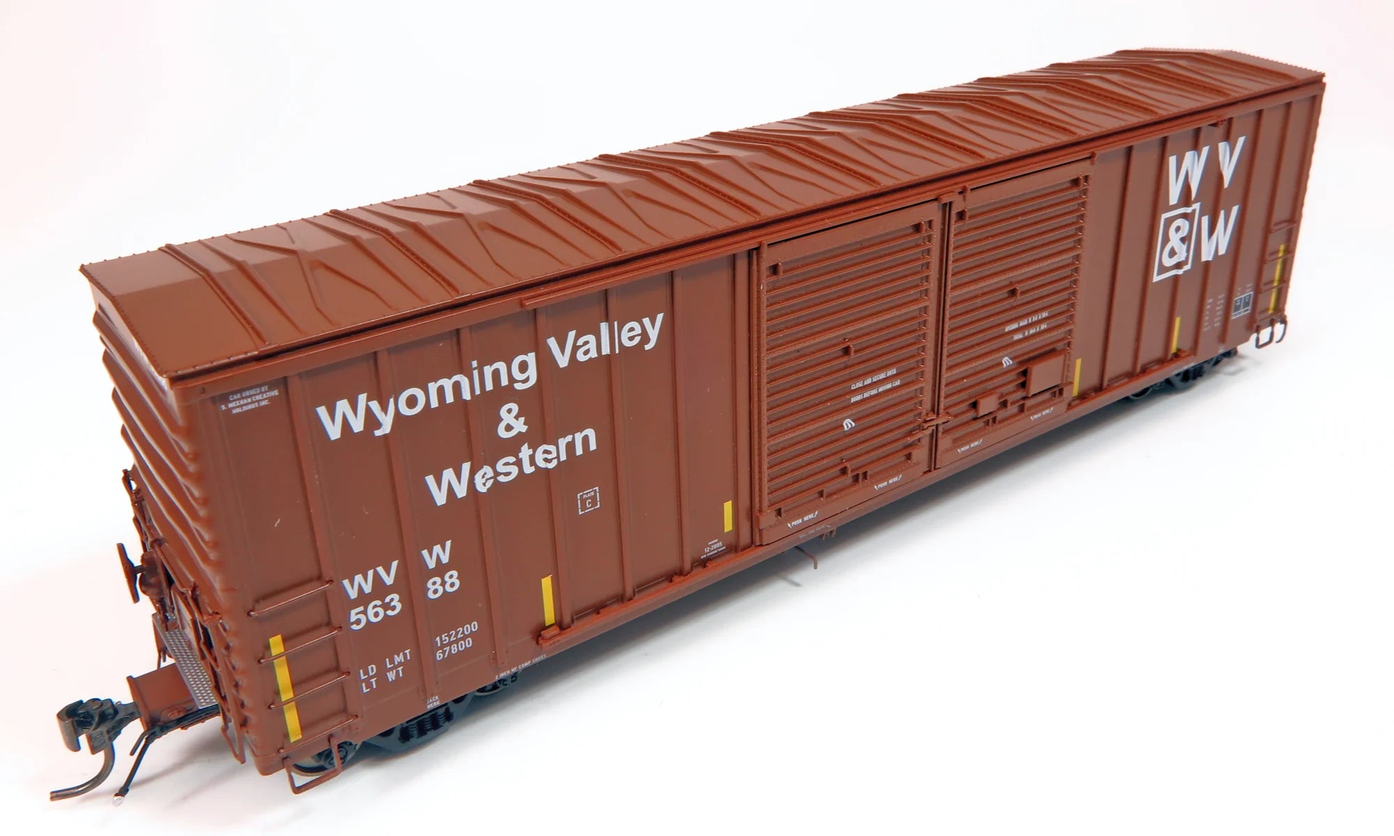HO Scale Rapido PC&F 5258 50' Double Door Box Car - WVW Wyoming Valley & Western #56332