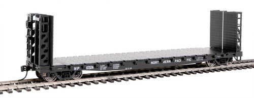 Walthers HO Scale 910 - 5910 53-Foot General Steel Castings (GSC) Bulkhead Flatcar in Black, Northern Pacific #67104 Model Train Car